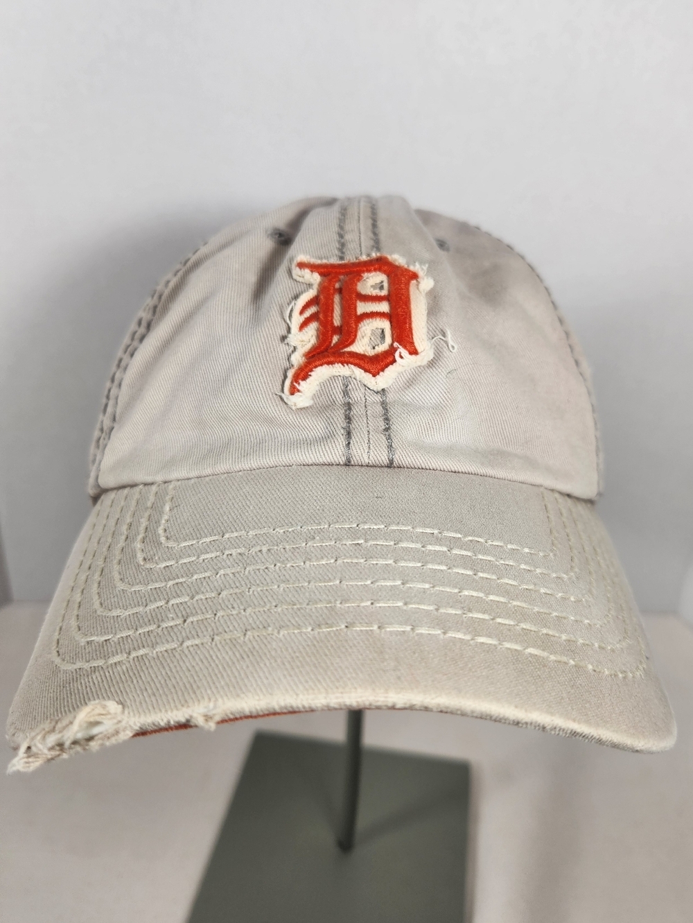 '47 Distressed Detroit Tigers MLB Strapback Adjustable Baseball Hat Gray/Orange
